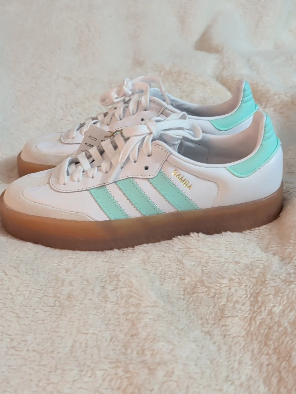 ✨ NWT Adidas Originals Sambae J Sneakers - White/Clear Mint - Size 7 Youth